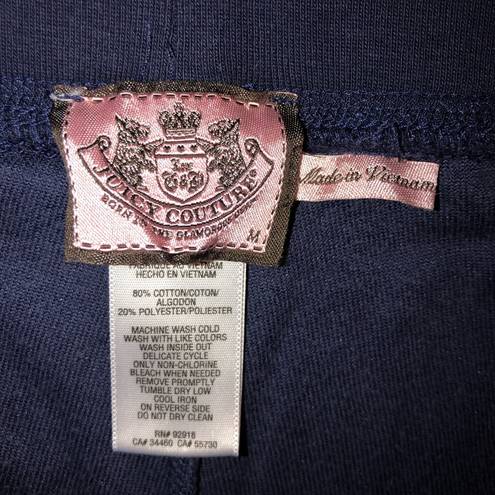 Juicy Couture Y2K  Vintage Navy Blue Terry Track Pants JC logo Medium Flares Rare