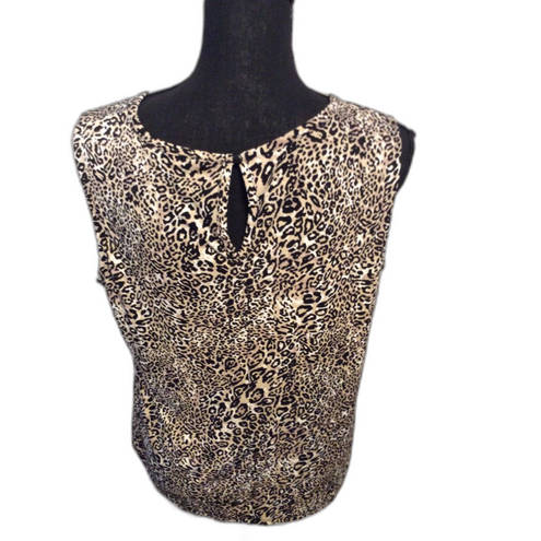 Adrianna Papell  Animal Print Tie Front Sleeveless Top Stretch Size Medium M