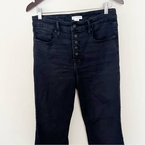 Good American  Good Legs Crop Mini Bootcut Jeans Black Size 29/8 Button Fly