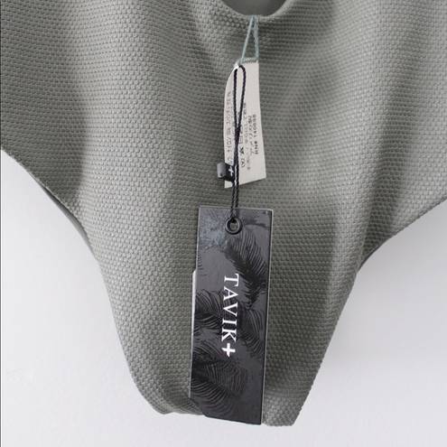 Tavik swim Hannah One Piece Swimsuit in Glossy Pique Cove Grey Slot Seam NWT