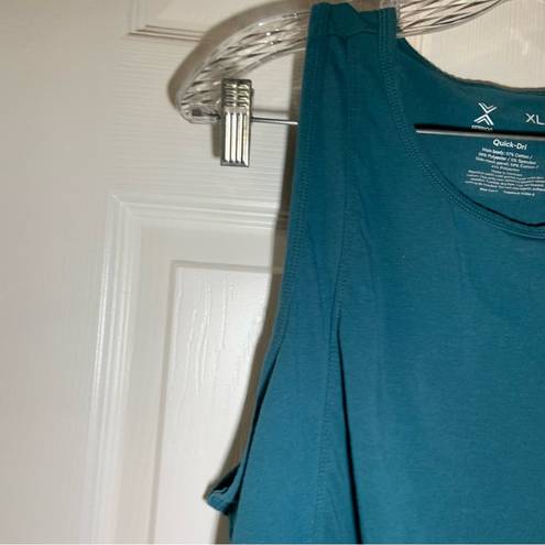 Xersion  Teal Scoop Neck Sleeveless Ruched Side Quick-Dri Tank XL