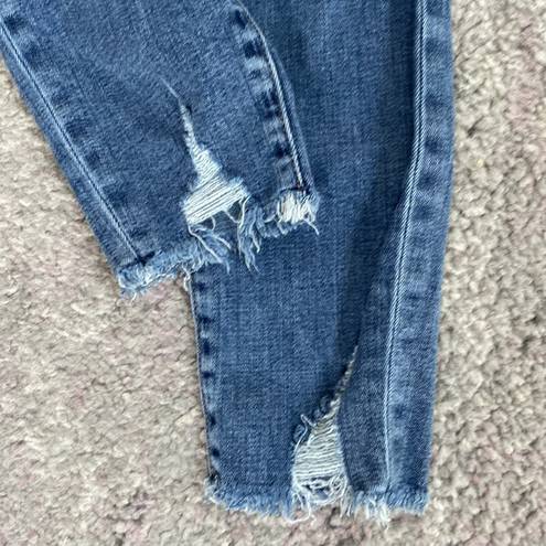 Good American  Women's Blue Good Wasit Crop Distressed Destroyed Denim Jeans 4/27