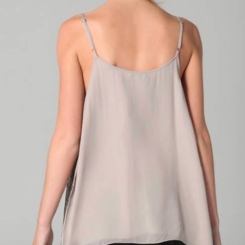 Joie  Gray Silk Tank Silvana Sequin Coated Opal