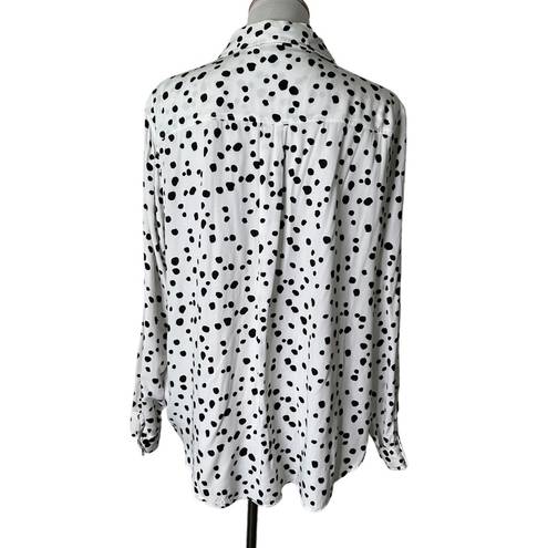 Torrid Womens Black White Polka Dot Blouse Long Sleeve Twill Top Size 1 1X