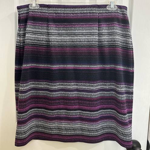 Dress Barn  Striped Black & Purple Stretch Knit Pencil Skirt Bodycon