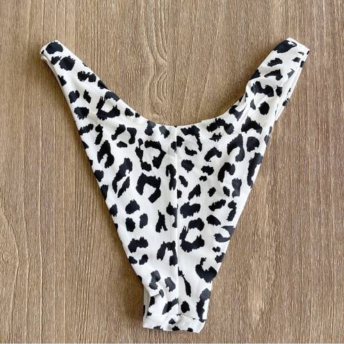 Aerie Super High Cut Cheekiest Bikini Bottom in White Black Leopard S NWT