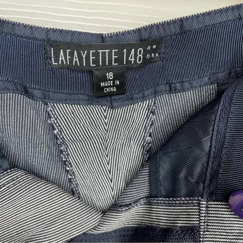 Lafayette 148  Thin Micro Stripe Wide Leg Pants Size 18 Navy Blue White EUC