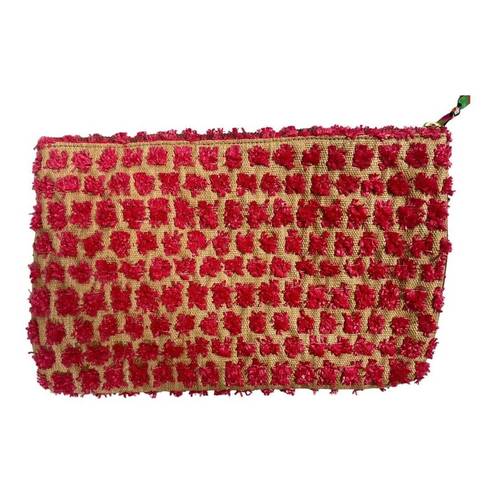 Anthropologie Miss Albright Tan Olefin Clutch‎ with Red Accents 