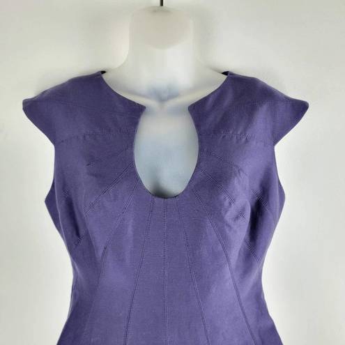 Halston Heritage NEW  Sleeveless Silk Dress Purple Fit And Flare Size 4