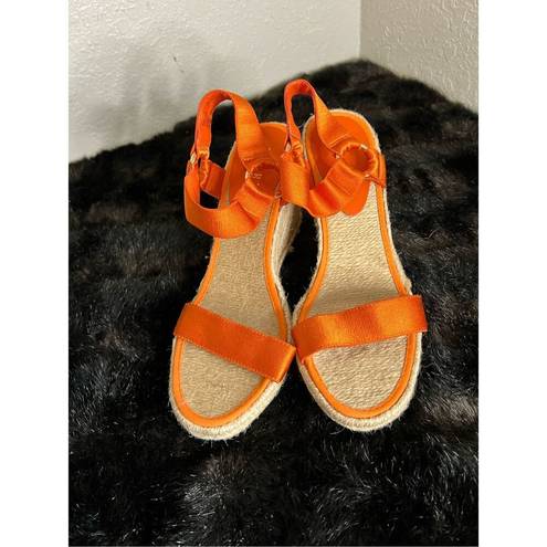 Ralph Lauren  Indigo Espadrille Wedges Orange size 7.5