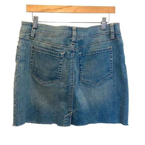 Krass&co G.H. Bass &  Womens Raw Cut Off Hem Pencil Denim Mini Skirt Blue Size 8