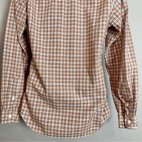 Nordstrom Vintage 1970s  Shirt Plaid Women Button-Up Brown Office Long Sleeve