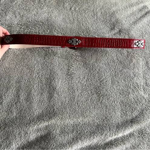 Coldwater Creek  Red Silver Leather Statement Belt Size XL