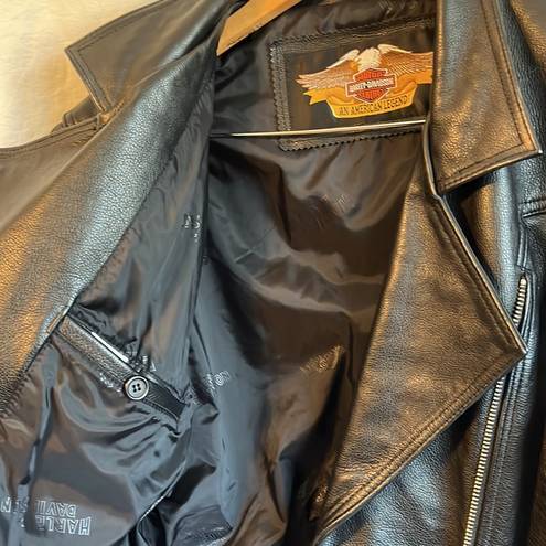 Harley Davidson  Vintage Heavy Thick Leather Oversized Biker Bomber Jacket Small