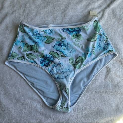 Aerie NWT  Blue Floral High Waisted Bikini Bottoms Only