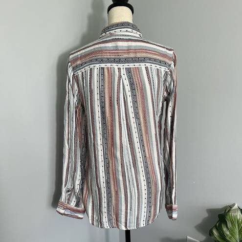 Dylan  Valentina women's multi stripe slub long sleeve button up blouse new