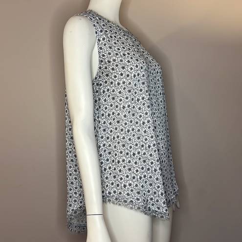 Who What Wear  Black and White Floral Sleeveless Semi Sheer Blouse Size Large