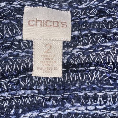 Chico's Chico’s Blue Open Front Coverlet Fringe Bottom -Size 2