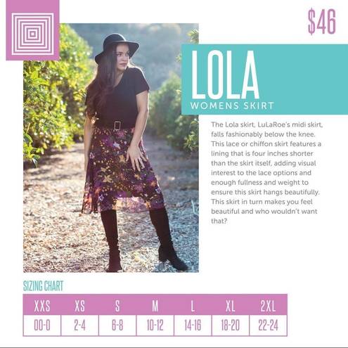 LuLaRoe  Lola Feather Print Midi Skirt NWT