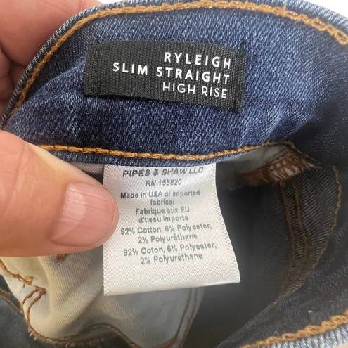 Veronica Beard  Ryleigh Slim Straight High Rise Raw Hem Jeans SZ 30
