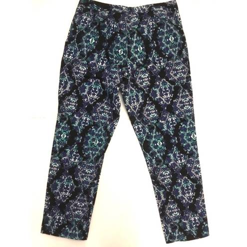 Bar III Bar lll Purple/Turquoise Abstract Crop Pants Sz 10