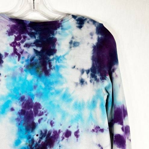 J.Jill Pure  Small Top Winter Flurry Tie Dye Handmade Gray Blue Purple Cotton 657