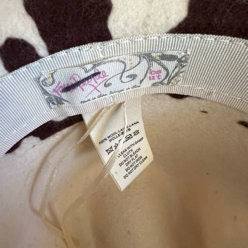 Free People  Milk Money Cowboy Rancher Hat Wool Felt Cow Print Brown Ivory