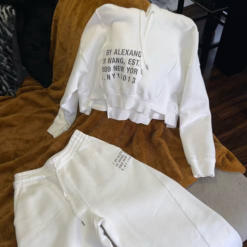 Alexander Wang T by  Fleece Paneled Printed Cropped Sweatshirt + Sweatpants Set