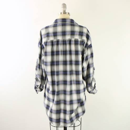 Vince  Plaid Rolled Sleeve Cotton Shirt Top M