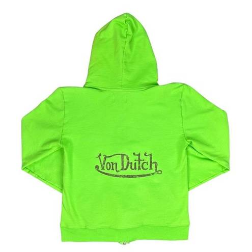 Von Dutch  Brown Logo Neon Green Full-Zip Hoodie