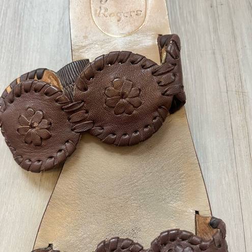 Jack Rogers  6.5 Brown Leather Lauren Sandals