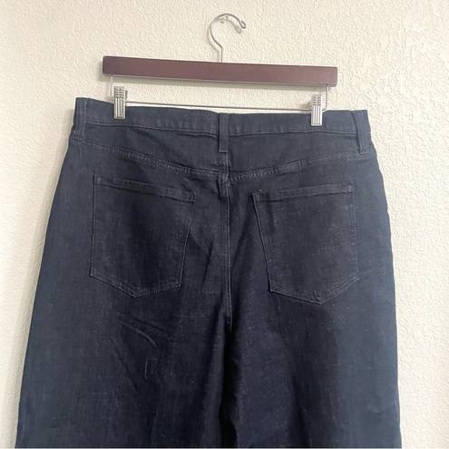 Banana Republic  Womens Jeans Denim Dark Blue Wide Leg Pleated Cotton Bl Size 16