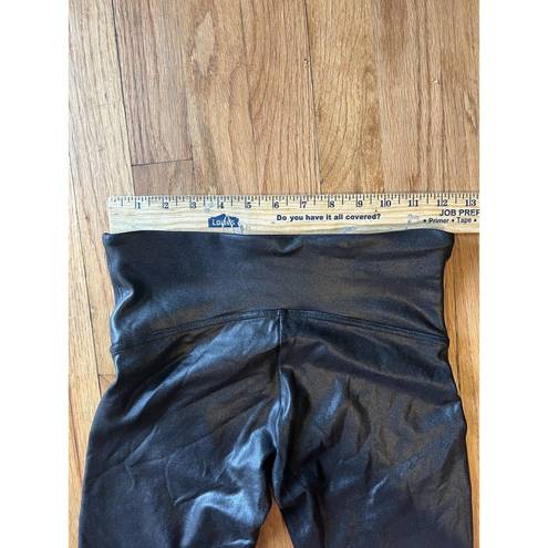 Spanx  $119 Moto Faux Leather Metallic Stretch Pull On Leggings Pants Size Medium