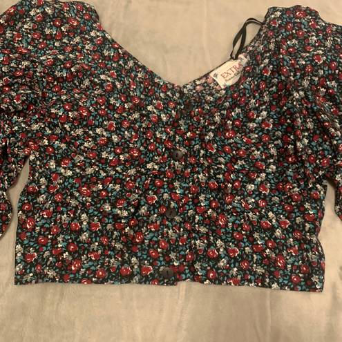 Vintage Extra Femme Collection Ruffle Crop Top Multiple Size M