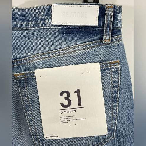 RE/DONE NWT  ‘70s Stove Pipe Size 31 Straight Jeans High Rise in Favorite Bleu