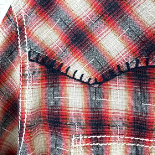 Ariat  Women's Real Marvelous Cotton Western Plaid Snap Front Shirt Red Size XXL