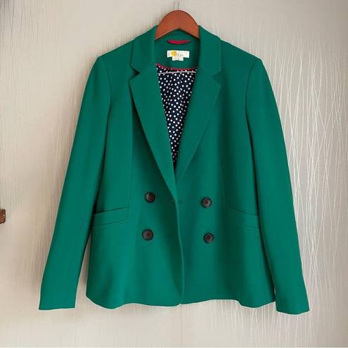 Boden Gabriella Ponte Blazer Jacket Size 10 Green Double Breasted