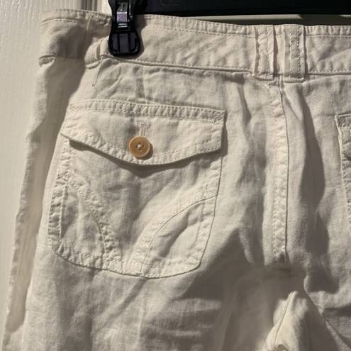 Juicy Couture Women's  White Linen Cropped Capri Pants Size 6 EUC #1876