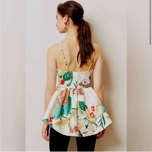 Anthropologie Cameo  Dahlia Floral Ruffle Hi Low Peplum Top