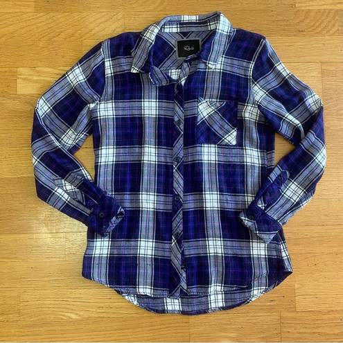 Rails  Hunter Checked Ultra Violet Preppy Coastal Western Soft Plaid Top XS