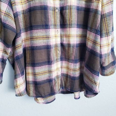 Old Navy  Long-Sleeve Plaid Flannel Boyfriend Tunic Shirt