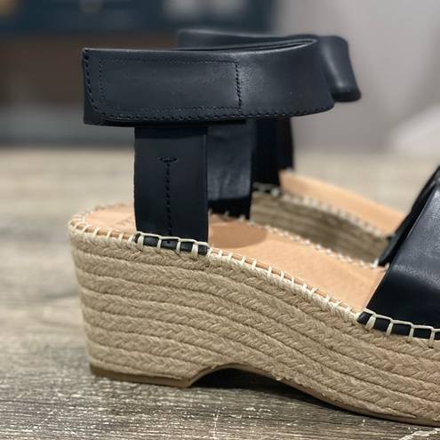Frye  & Co Amber Espadrille Wedge Sandals Wedge Ankle Strap Black Shoe