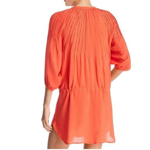 Vix Paula Hermanny  Sara Pinched Pleats Drawstring Waist Caftan Swim Cover Up M