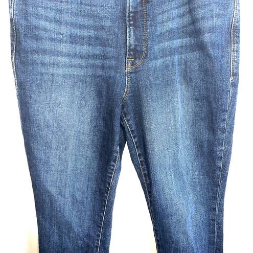 Good American Dark Wash High Rise Frayed Hem Skinny Jeans