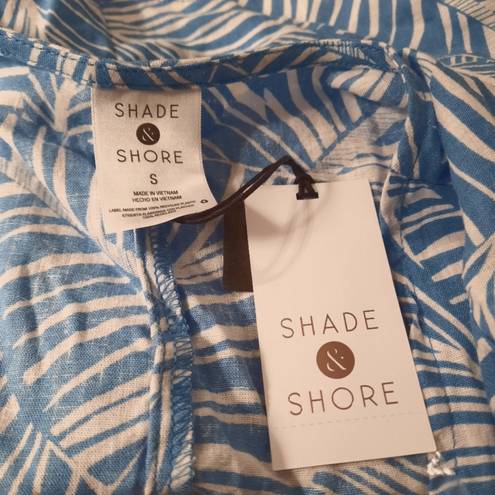 Shade & Shore  Swim Cover Up Top Women's Small Blue Tie Front Beach Pool Linen