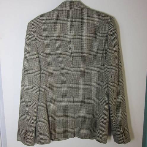 Polo  Ralph Lauren VINTAGE Silk Blazer Womens Size 10 Glen Plaid Houndstooth