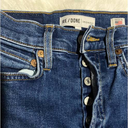 RE/DONE REDONE Womens Jeans High Rise Ankle Crop Stretch Denim Button Fly Skinny Size 24