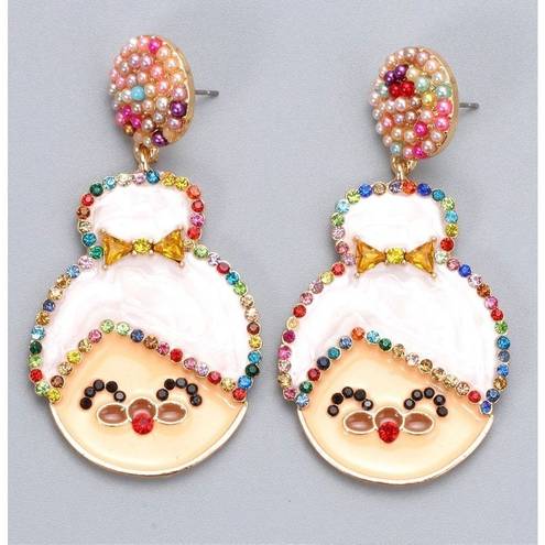 ma*rs New Holiday Fashion . Claus/Granny Multi-Color Pearl Bead Design Alloy Stud E