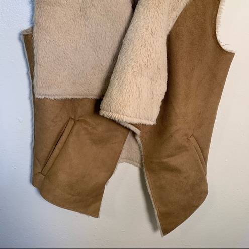 Celebrity Pink  Faux Shearling Vest Camel