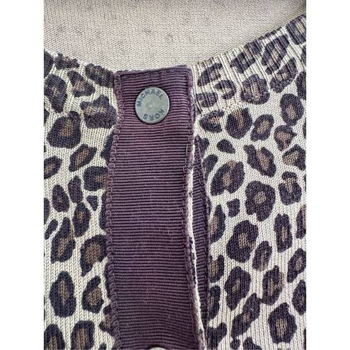 Michael Kors  leopard print silk blend 3/4 sleeve cardigan sz SP